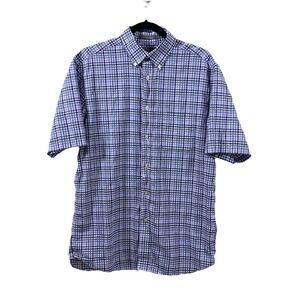 Daniel‎ Cremieux Signature Mens Button Up Shirt Size M Short Sleeve Purple Plaid
